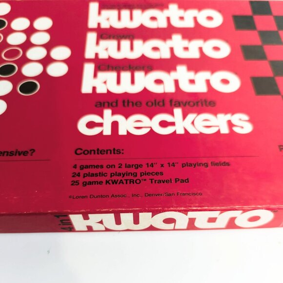 Vintage 4 In 1 Kwatro Checkers Loren Dunton Complete 1978 Board Game - Picture 5 of 8